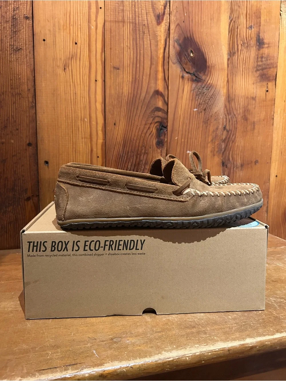Minnetonka Men's Tan Suede Moccasin Slip-Ons